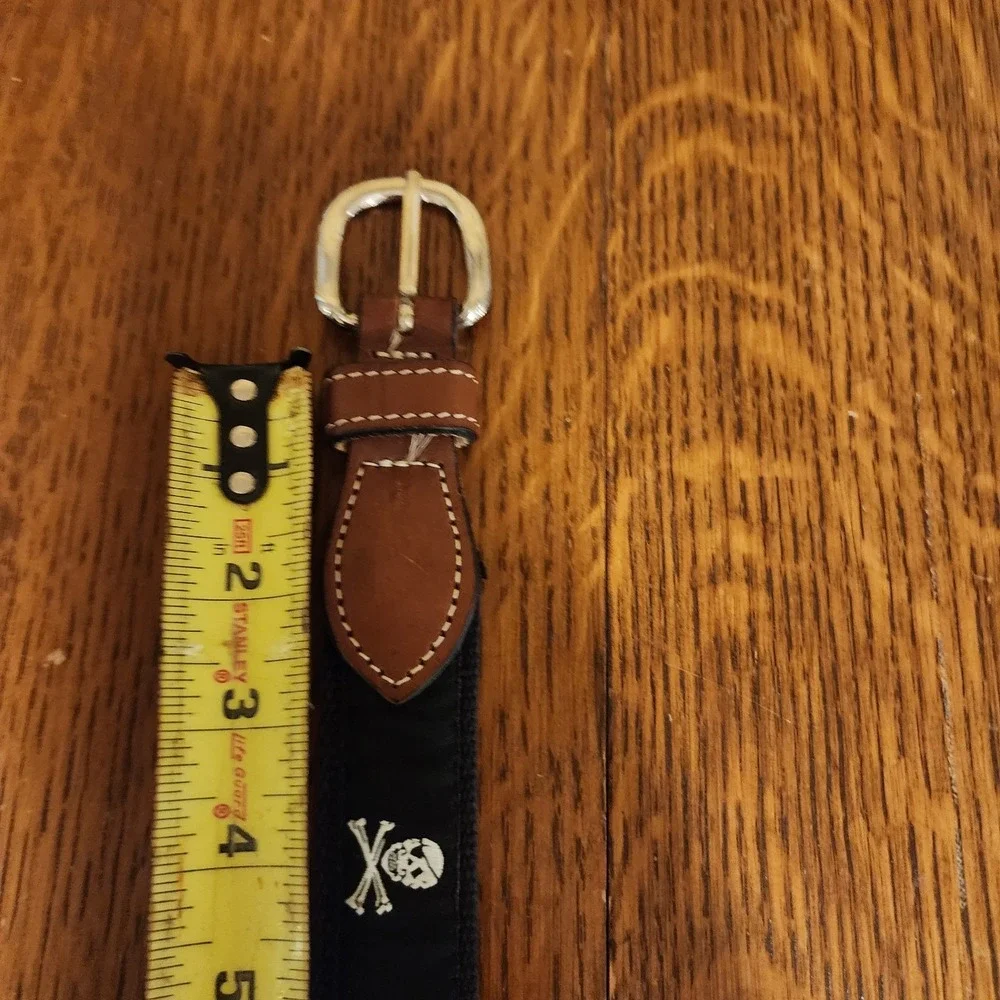 Leather Boys Black Belt‎ 24 Pirate Skull & Crossbones Preppy